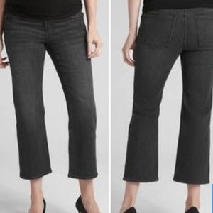 GAP Maternity Full Panel Crop Flare Black Wash Jeans 33 Regular